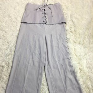 Missguided Gray Corset Lace Up Waist Crepe Pants 6